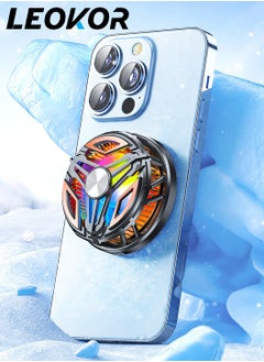 LEOKOR Magnetic Phone Cooler - Portable Lightweight RGB Mobile Phone Cooling Fan,for Tiktok Live Streaming  - Image 1