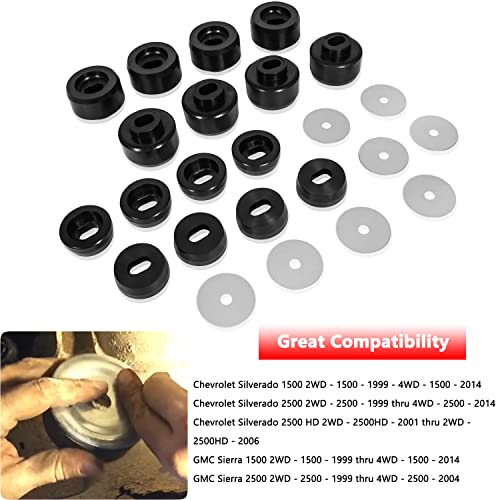 Bonbo 7-141 Body and Cab Mount Bushing Kit for Chevy Silverado & Sierra 1500/2500 2WD/4WD 1999-2014 Polyurethane Body Cab Mounts Black - Image 2