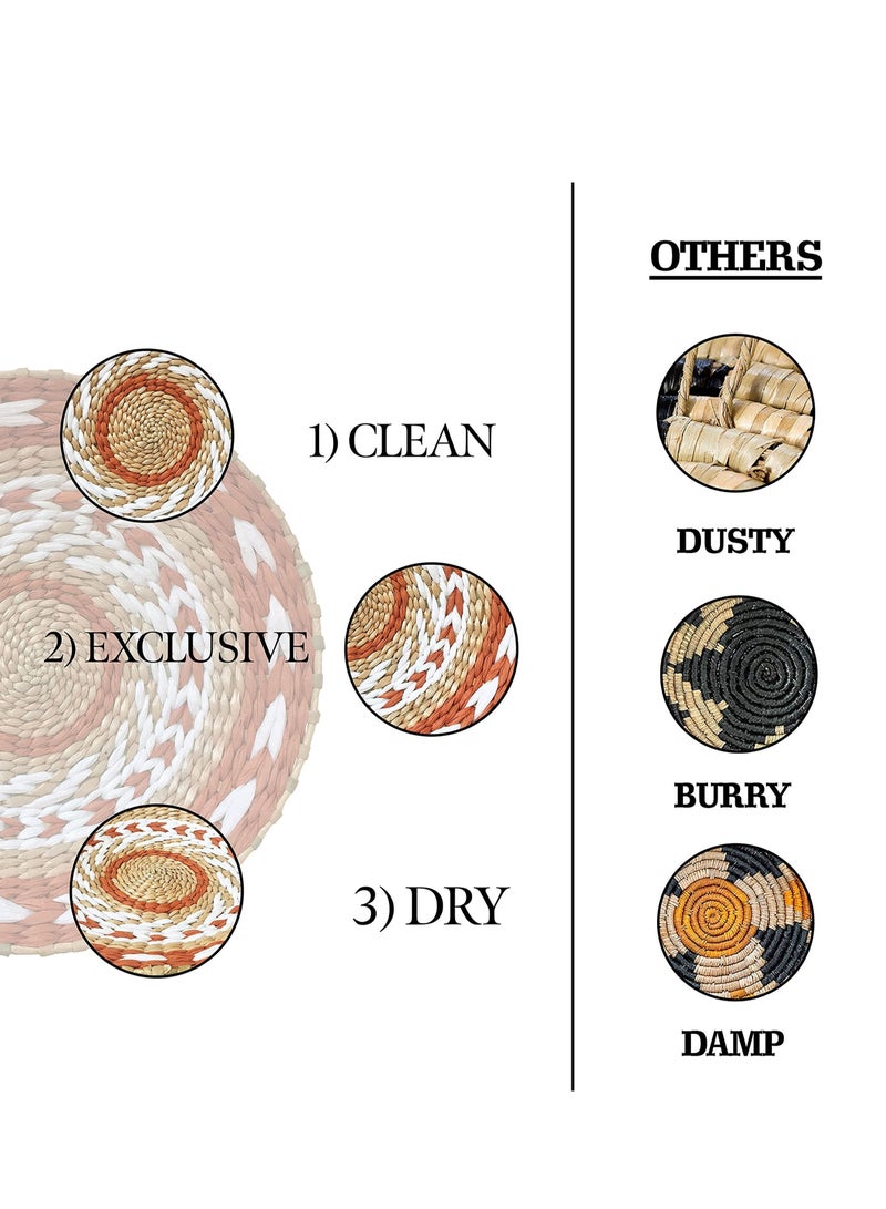 KASTWAVE Woven Wall Basket Decor Special Woven Bowls Trays Set Indoor Hanging Baskets for Table and Wall Rustic Durable Natural Handmade Boho Decorations - Image 3