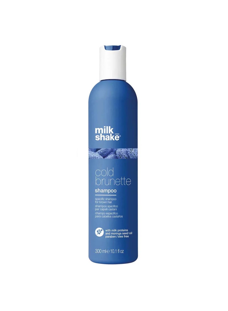 Milk Shake Cold Brunette Shampoo – Blue Pigment Anti-Brass Shampoo for Brown, Light Brown & Dark Blonde Hair – SLES & Paraben Free with Moringa Oil, Milk Proteins & Integrity 41 for Softness, Shine & Color Protection, 300ml - Image 1