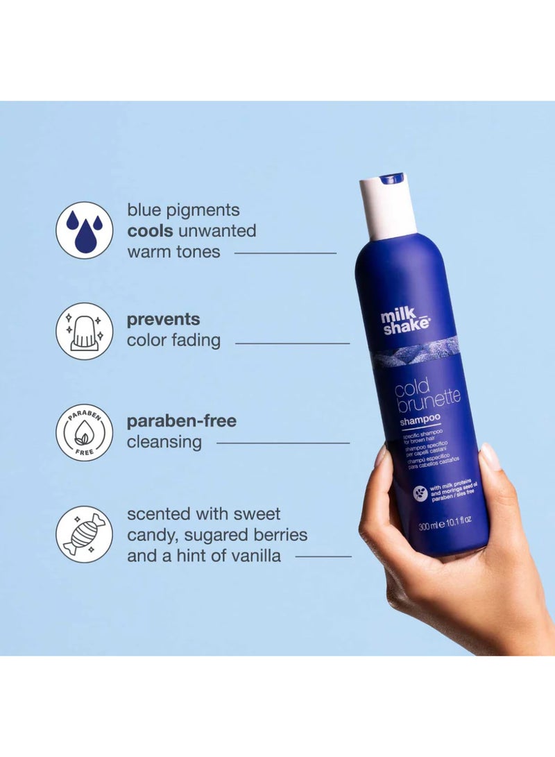 Milk Shake Cold Brunette Shampoo – Blue Pigment Anti-Brass Shampoo for Brown, Light Brown & Dark Blonde Hair – SLES & Paraben Free with Moringa Oil, Milk Proteins & Integrity 41 for Softness, Shine & Color Protection, 300ml - Image 4