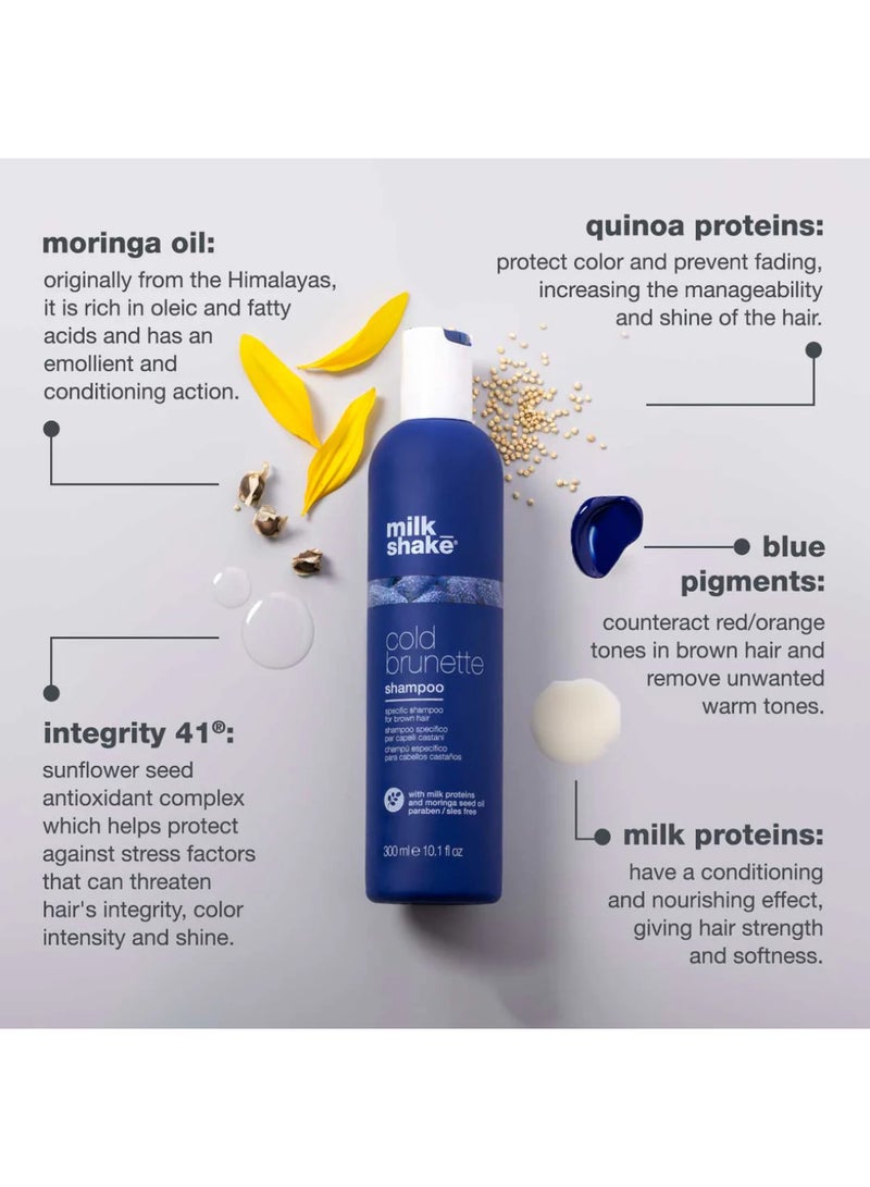 Milk Shake Cold Brunette Shampoo – Blue Pigment Anti-Brass Shampoo for Brown, Light Brown & Dark Blonde Hair – SLES & Paraben Free with Moringa Oil, Milk Proteins & Integrity 41 for Softness, Shine & Color Protection, 300ml - Image 5