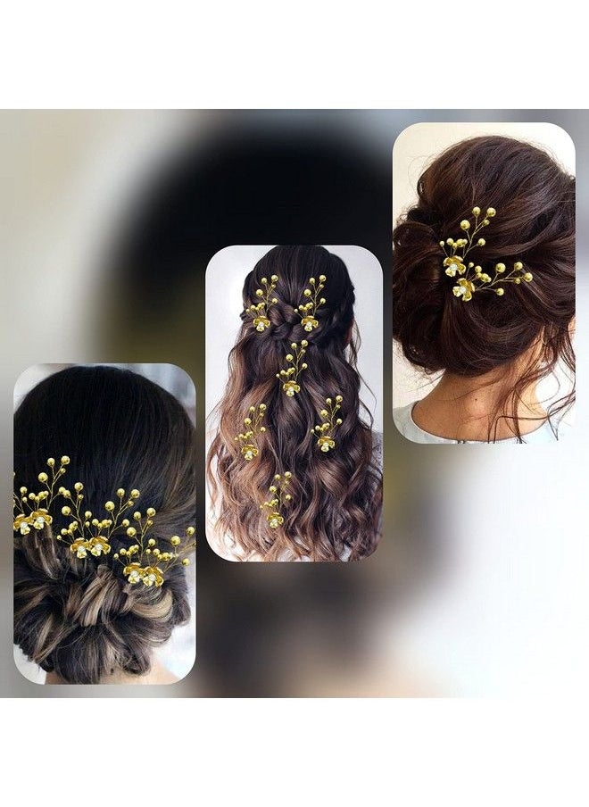 Hair Flare Artificial Floral Design Bridal Hair Accessories/Hair Bun/Juda Bun/Juda Pin/Hair Clip/ Hair Styling Accessories For Women And Girls 2372 Golden  - Image 5