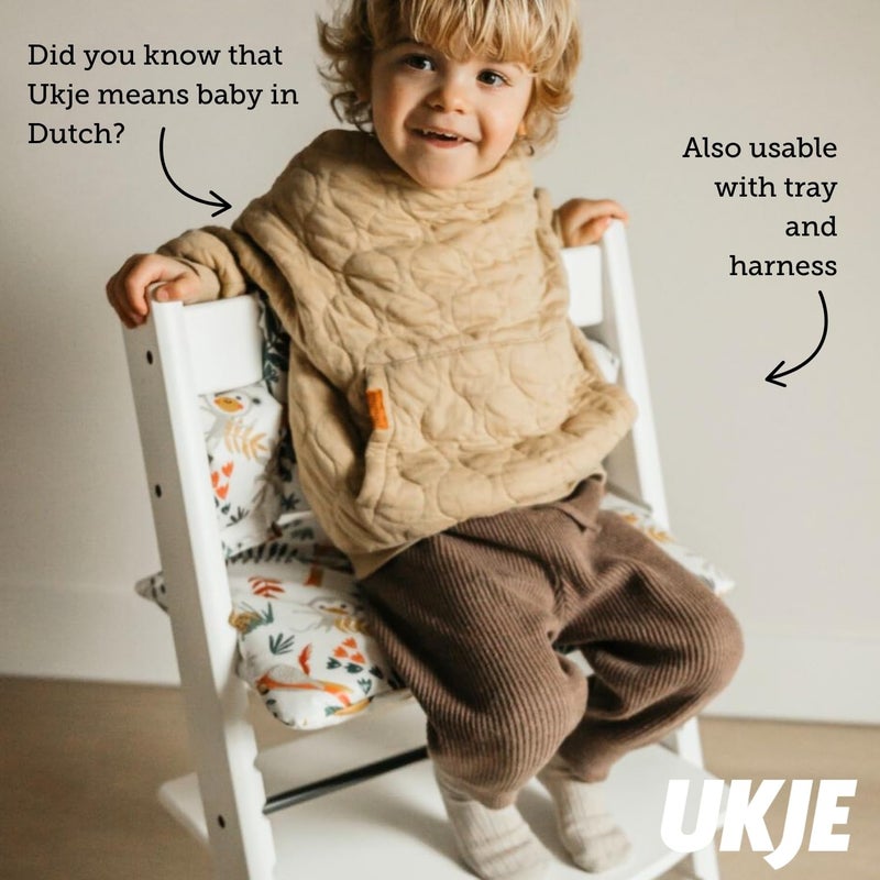 UKJE Cushion Compatible with Stokke Tripp Trapp - Soft Seat Cushion for Infants, Babies & Toddlers, High Chair Accessories, Cotton Fabric Insert, Easy to Install, Handmade in Europe (White Monkey) - Image 3