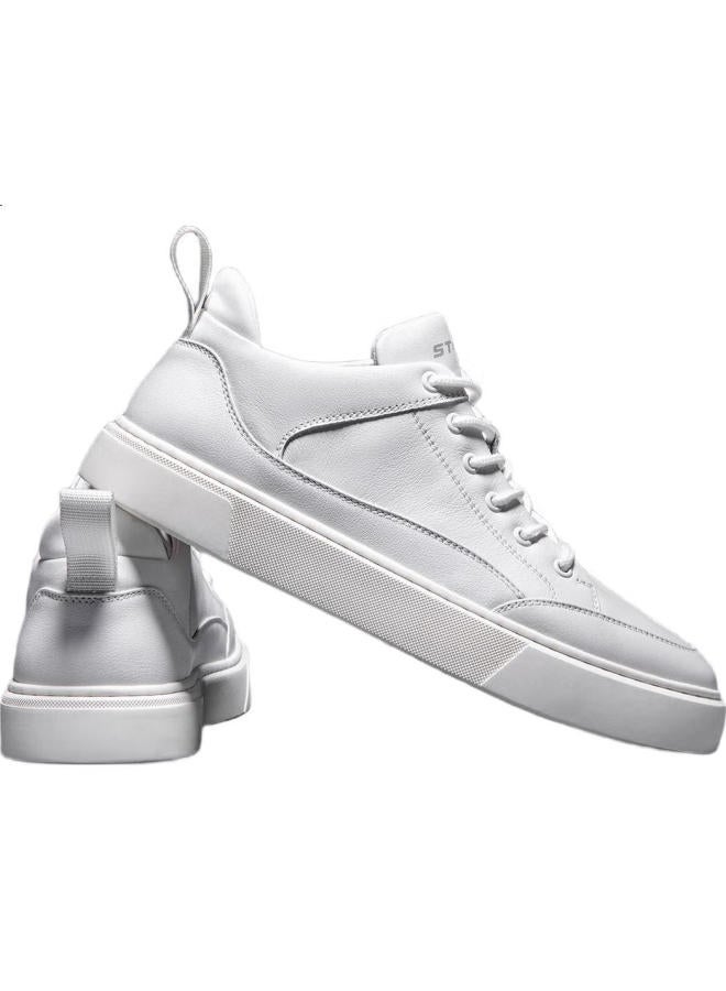 St&Sat Men'S Top Layer Leather Comfortable Sneakers Sports White Shoes Casual Shoes Men White 39 - Image 2