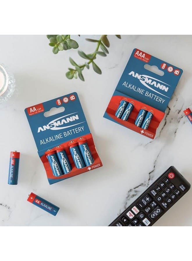 ANSMANN بطارية قلوية LR03 ميكرو AAA 1.5 فولت للاستخدام العام وساعة الحائط وإضاءة الفلاش والألعاب المنزلية والمكتب ومدة صلاحية 5 سنوات (عبوة من 4 قطع) مدة صلاحية 5 سنوات - Image 4