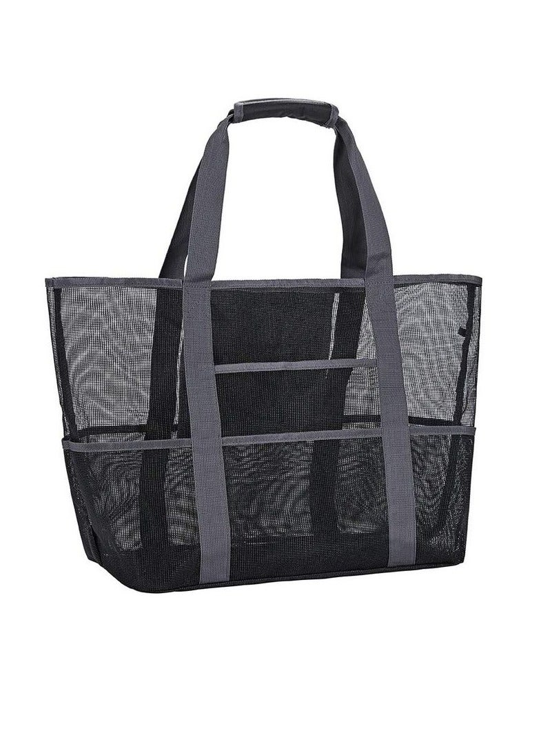 SISGL Mesh Beach Bag With Waterproof Inside Pockets Mesh Tote With Zipper And Pockets Ideal For Your Family Beach Trip - Image 1