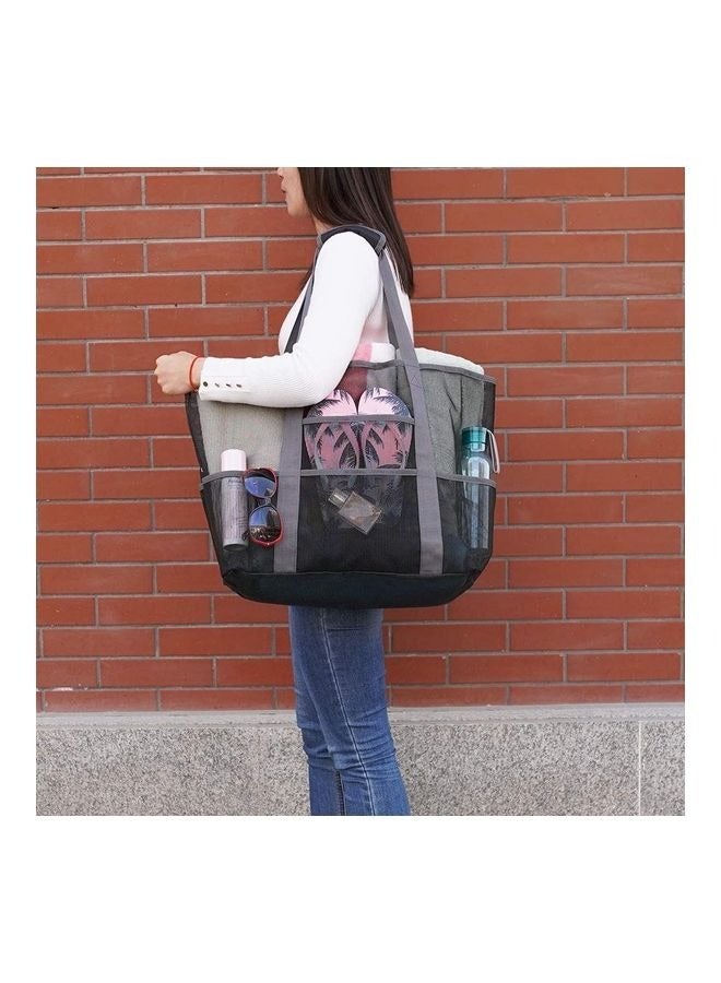 SISGL Mesh Beach Bag With Waterproof Inside Pockets Mesh Tote With Zipper And Pockets Ideal For Your Family Beach Trip - Image 5