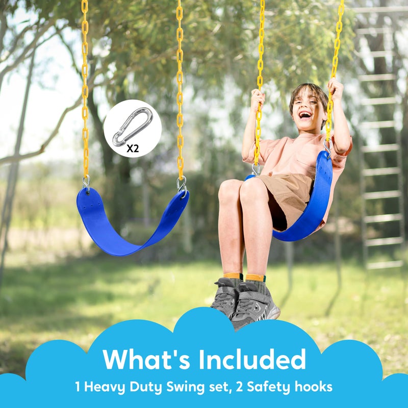 TURFEE Swing for Outdoor Swing Set - Pack of 1 Seat Replacement Kit with Heavy Duty Chains - Backyard Swingset Playground Accessories for Kids (Blue) - Image 5