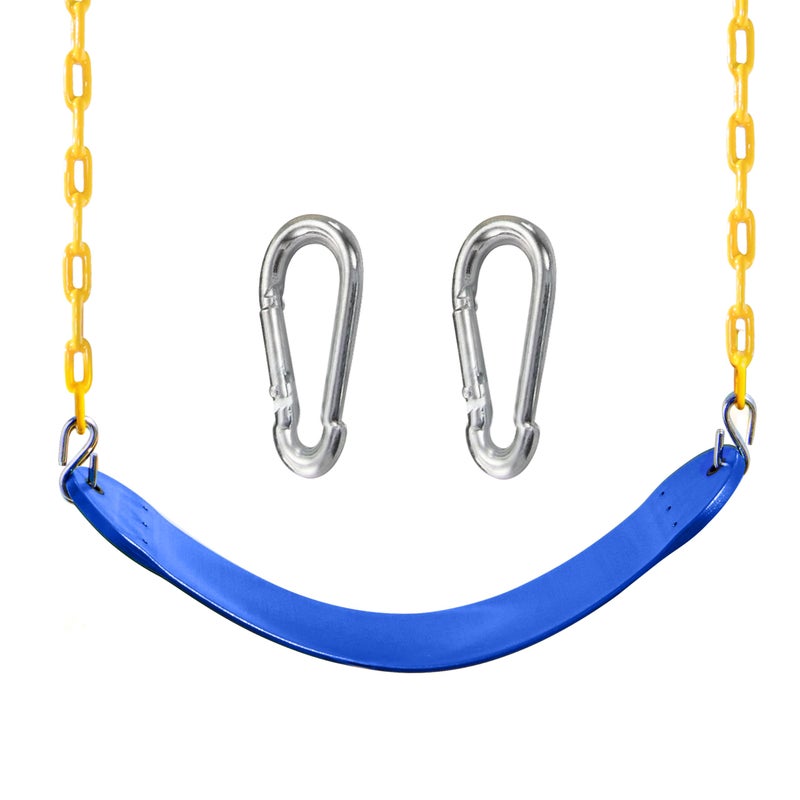 TURFEE Swing for Outdoor Swing Set - Pack of 1 Seat Replacement Kit with Heavy Duty Chains - Backyard Swingset Playground Accessories for Kids (Blue) - Image 1