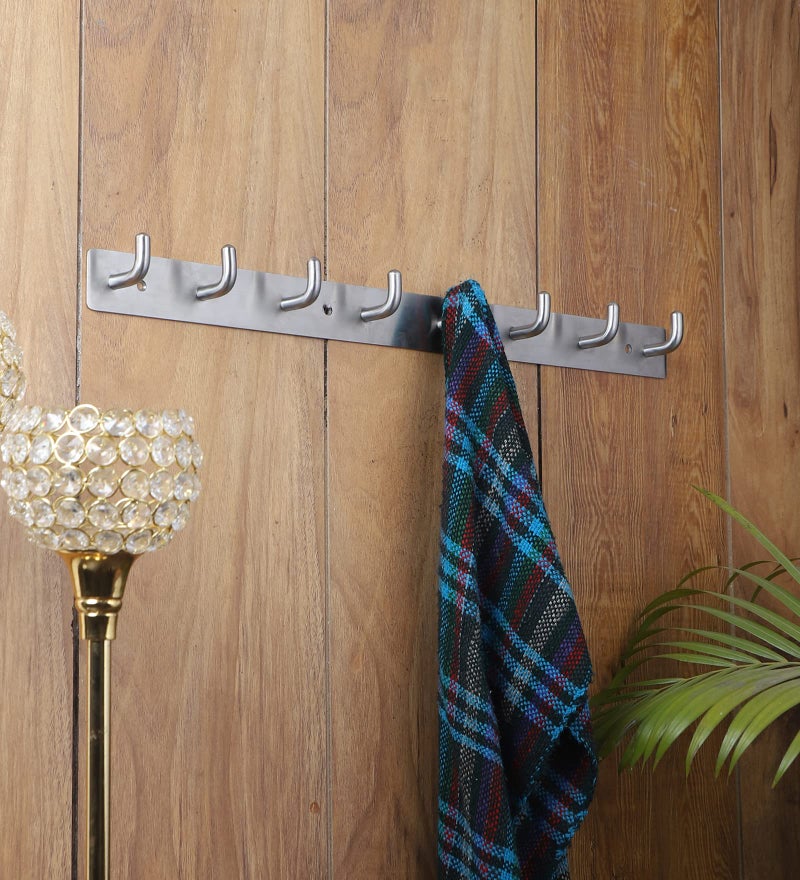 CRUST ULTRA PREMIUM 8 PIN ROBE HOOKS Towel Hooks Brushed Nickel Towel Hook Coat Hooks Wall Mounted SS304 Stainless Steel Wall Hook Robe Hook Towel Hanger for Bathroom Kitchen Hotel Garage Room Heavy Duty - ( Pack of 4) - Image 1
