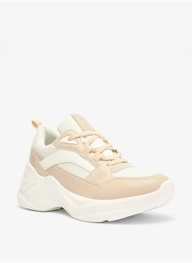 Flora Bella By Shoexpress Women Lace-Up Low Ankle Sneakers with Wedge Heels