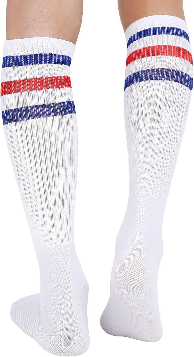 JOULLI White Knee High Retro Striped Tube Socks 1-3 Pairs - Image 4