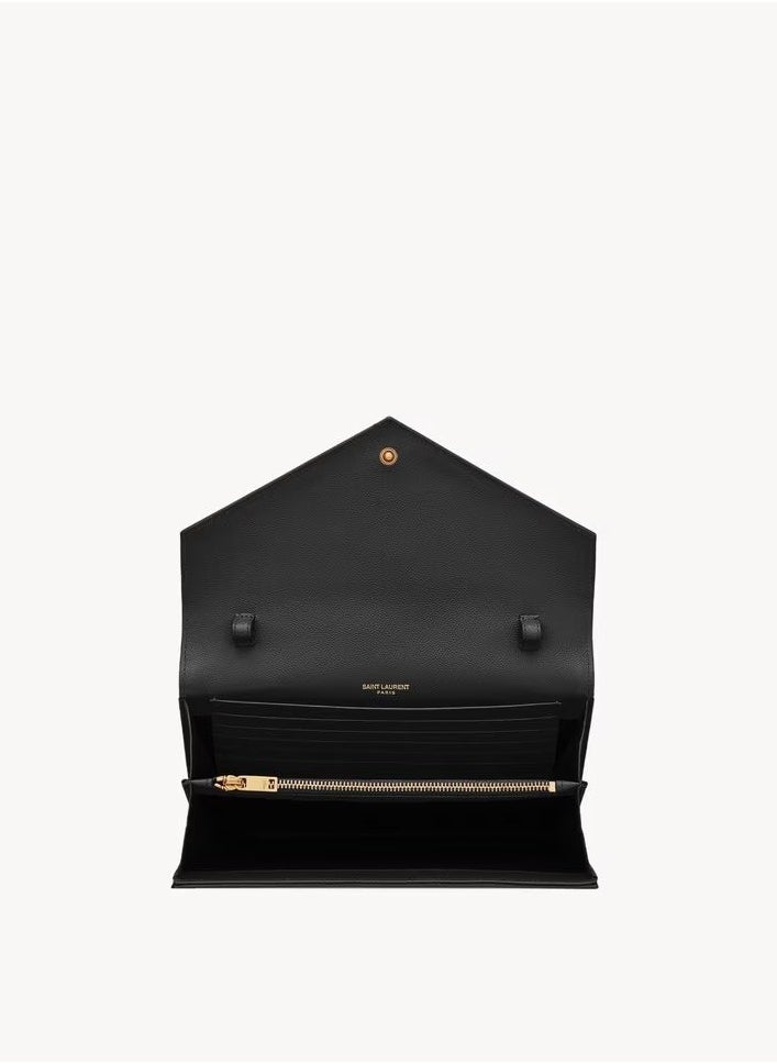 Yves Saint Laurent Saint Laurent Classic Cassandre Chain Wallet Bag in Grain de poudre leather, Women's Leather Wallet, Womens Shoulder Bag, Women's Cross body Bag Black-Gold  - Image 4