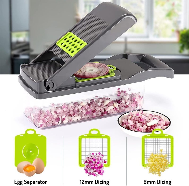 Maxceysen Multi-Function Vegeable Chopper 12 in 1 Pro Mandoline Veggie Slicer Onion Micer Chopper Dicer Cutter with Container for Potatoes, Tomatoes, Zucchini, Garlic, Eggs, Cucumbers - Image 2