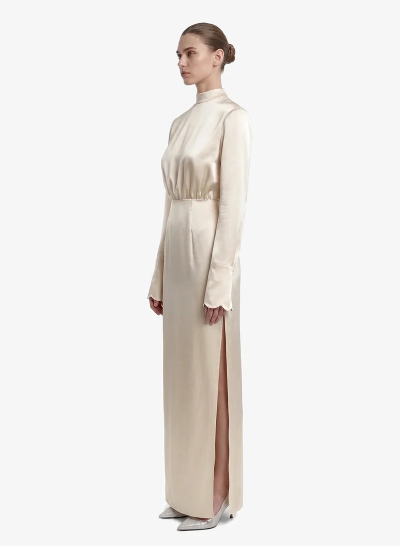 Jw Pei  Structured Shoulder Design High Neck Fitted Maxi Dress for Women | Best Price UAE