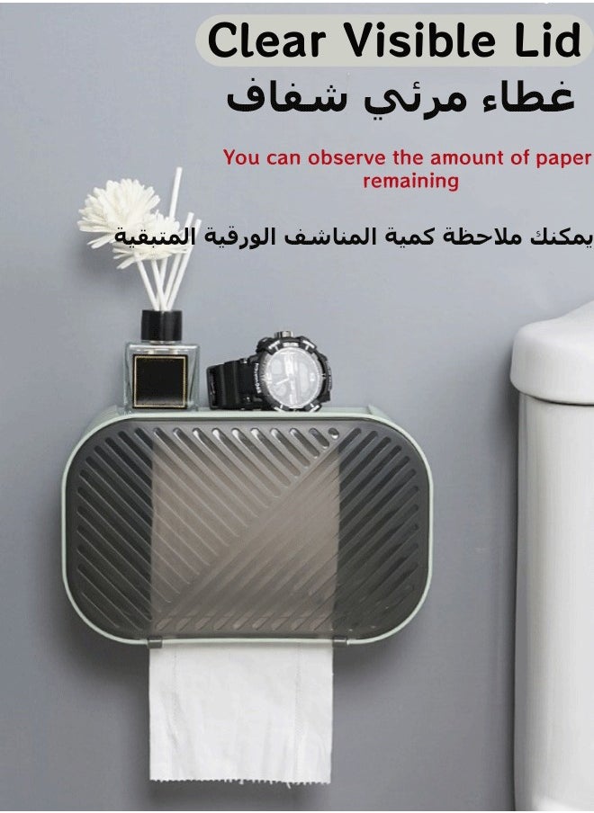 Generic - Tissue Box, Waterproof Tissue Dispenser Wall Mounted Tissue Box Toilet Paper Holder Tissue Holder Tissue Inverted Box Hanging Tissue Box with 3 Paper Outlets for Rolling Paper, Tissues, Trash Bags - Image 1