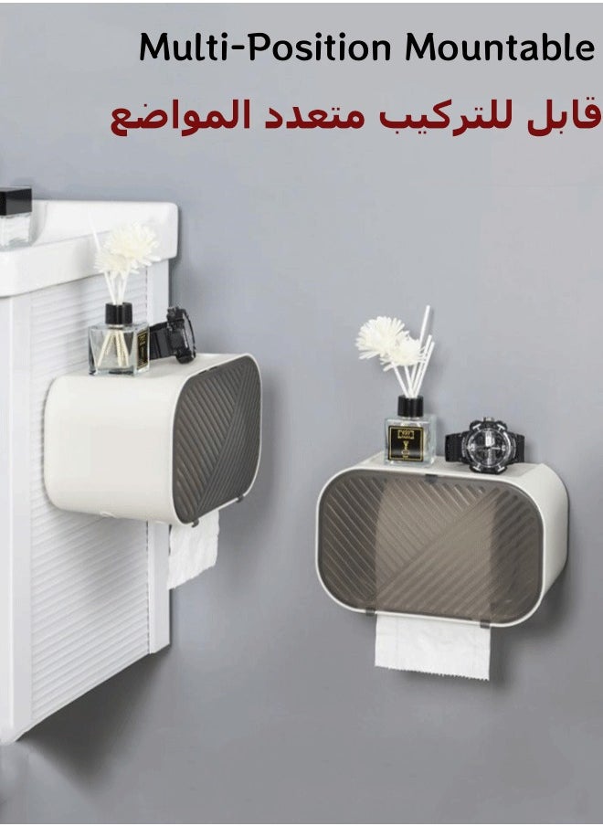 Generic - Tissue Box, Waterproof Tissue Dispenser Wall Mounted Tissue Box Toilet Paper Holder Tissue Holder Tissue Inverted Box Hanging Tissue Box with 3 Paper Outlets for Rolling Paper, Tissues, Trash Bags - Image 1