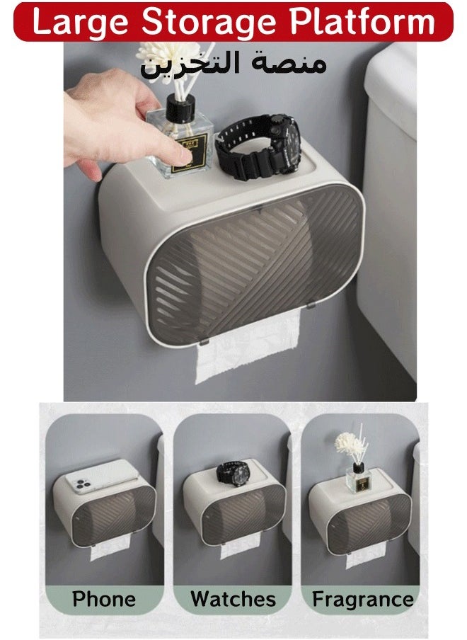 Generic - Tissue Box, Waterproof Tissue Dispenser Wall Mounted Tissue Box Toilet Paper Holder Tissue Holder Tissue Inverted Box Hanging Tissue Box with 3 Paper Outlets for Rolling Paper, Tissues, Trash Bags - Image 1