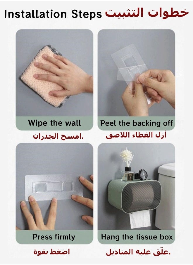 Generic - Tissue Box, Waterproof Tissue Dispenser Wall Mounted Tissue Box Toilet Paper Holder Tissue Holder Tissue Inverted Box Hanging Tissue Box with 3 Paper Outlets for Rolling Paper, Tissues, Trash Bags - Image 1