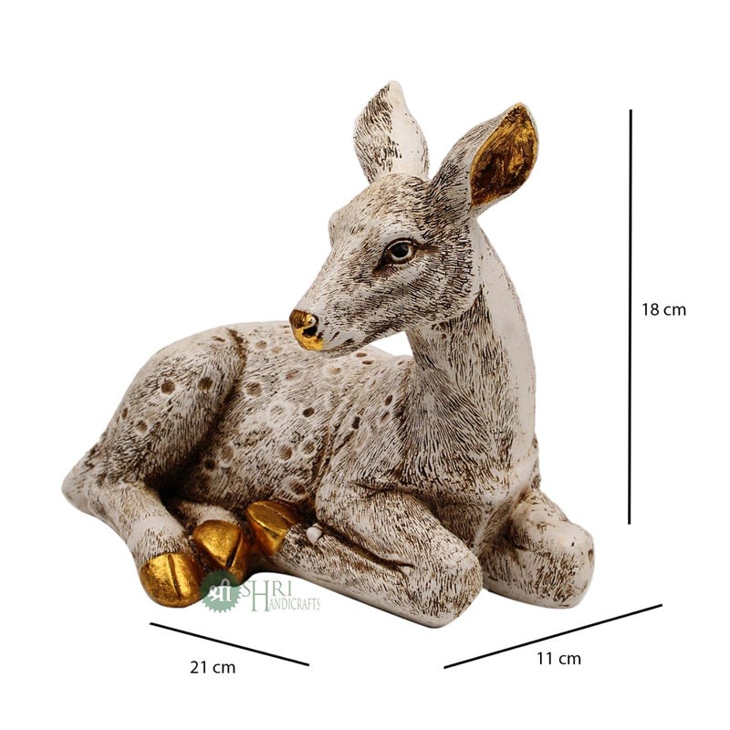 INDICAST Resin 6 Deer Statue Showpiece Antique Finish Table Accent Collectible Figurines For Home Interior Decor Item Handicraft Wild Animal Multi Colour - Image 2
