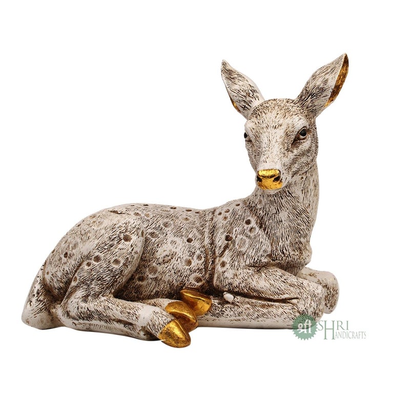 INDICAST Resin 6 Deer Statue Showpiece Antique Finish Table Accent Collectible Figurines For Home Interior Decor Item Handicraft Wild Animal Multi Colour - Image 5