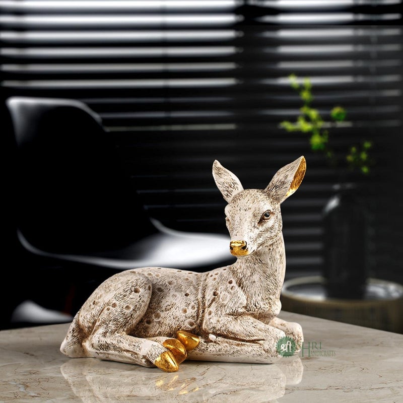 INDICAST Resin 6 Deer Statue Showpiece Antique Finish Table Accent Collectible Figurines For Home Interior Decor Item Handicraft Wild Animal Multi Colour - Image 1