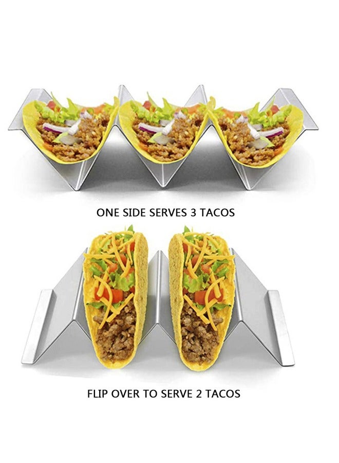 GUSGU Taco Holders Set of 4, Taco Stand Trays, Stainless Steel Taco Holder, with Easy-Access Handle, Each Can Hold 2 To 3 Tortillas, Oven, Grill & Dishwasher Safe 22x10x5cm - Image 3