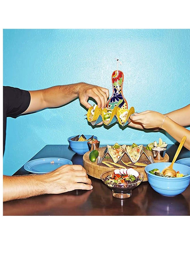 GUSGU Taco Holders Set of 4, Taco Stand Trays, Stainless Steel Taco Holder, with Easy-Access Handle, Each Can Hold 2 To 3 Tortillas, Oven, Grill & Dishwasher Safe 22x10x5cm - Image 4