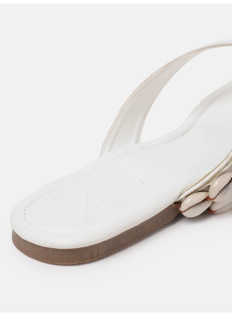 ZORIWORLD WHITE Marina White Women'S Chic Square Toe Resortwear Slides Authentic Ethically Sourced Seashells for Women | Best Price UAE