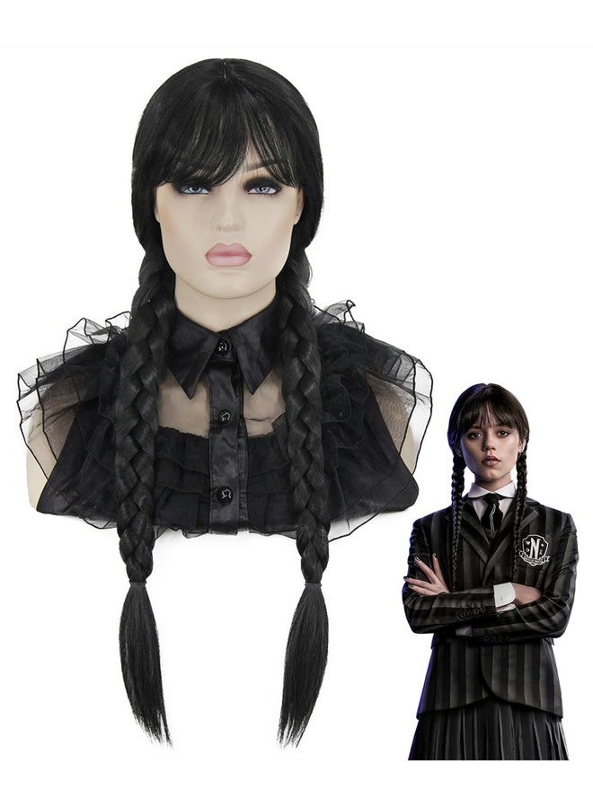 Mildiso Wig For Wednesday Addams Costume Girls Women Braided Black Wigs For Wednesday Addams Wig Addams Family Costume Cute Wigs For Halloween Addams Costume M086Bk1 - Image 2