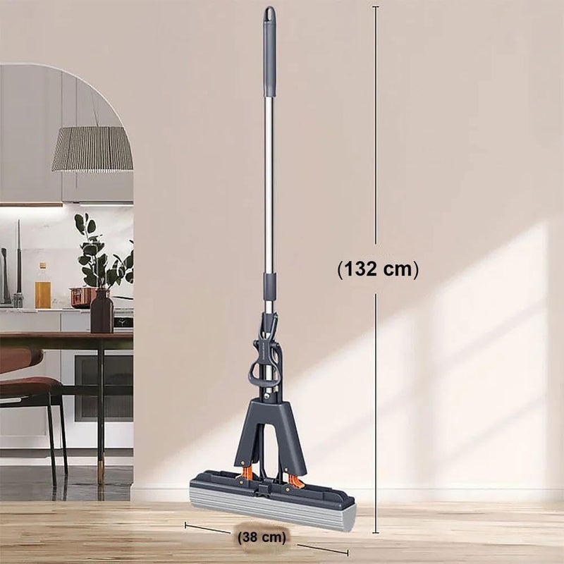 SYSVENT The Future New SelfWringin Super Sponge Mop Biggest Size 380 mm 38 cm Floor Cleaning Squeeze with 2 Pcs of PVA Sponge Head with Stainless Steel Handle Butterfly mop - Image 2