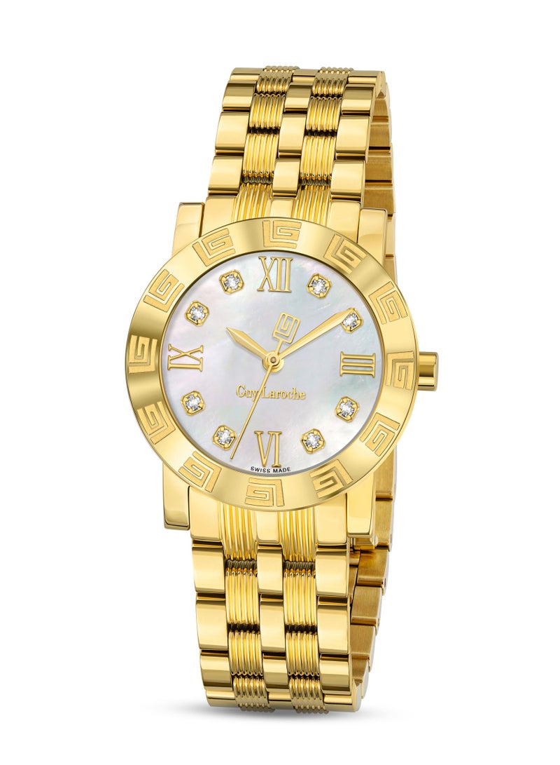 Guy Laroche Alex Watch for Women with White Dial and Yellow Gold Stainless Steel Bracelet  - Image 1