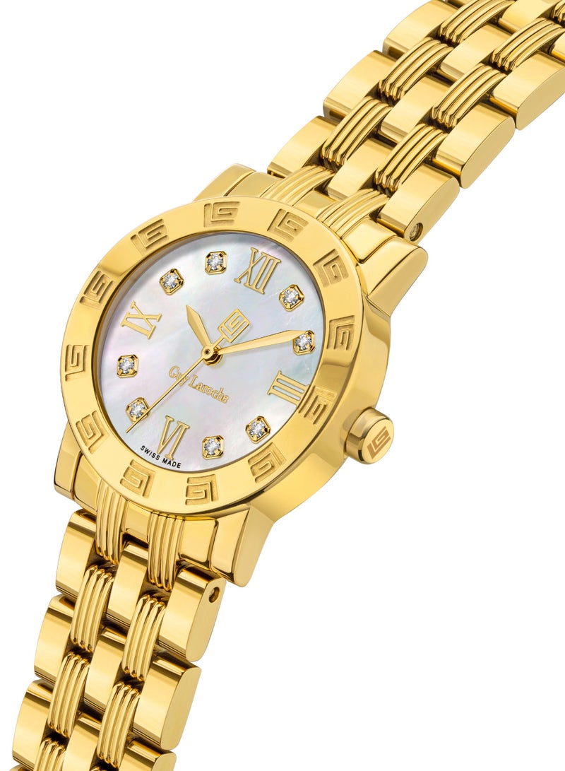 Guy Laroche Alex Watch for Women with White Dial and Yellow Gold Stainless Steel Bracelet  - Image 2