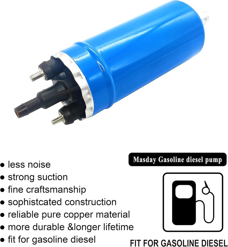 DPHXF Masday 12V Gasoline Inline High Pressure Fuel Pump - 200LPH High Flow 125PSI, Universal Replacement 0580464070 - Image 2