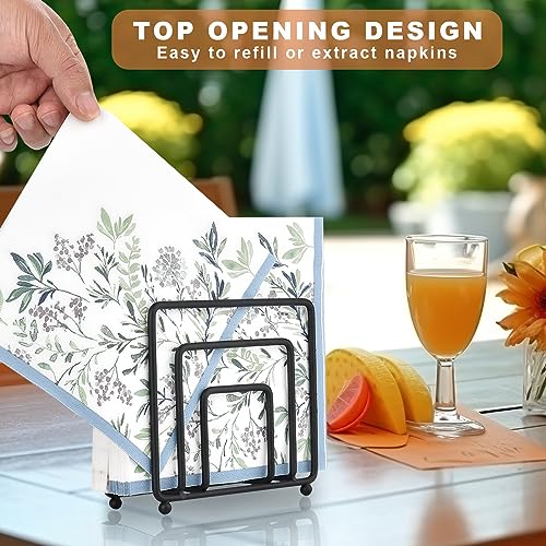 LAIHIFA Napkin Holder for Table, Modern Metal Black Napkin Holders for Kitchen Dining Tables & Countertops, Paper Cocktail Napkins Holder Dispenser for Indoor & Outdoor Use by LAIHIFA - Image 4