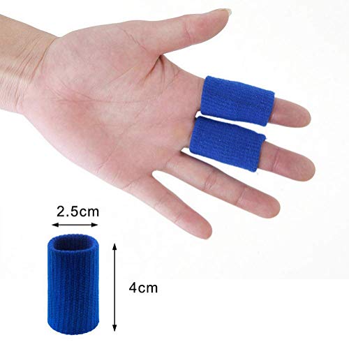 Cute critters 10pcs Finger Sleeves Protectors Thumb Brace Support Elastic Compression Protector for Relieving Pain, Arthritis,Trigger Finger, Sports (Blue) - Image 5
