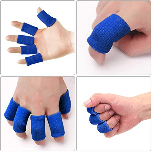 Cute critters 10pcs Finger Sleeves Protectors Thumb Brace Support Elastic Compression Protector for Relieving Pain, Arthritis,Trigger Finger, Sports (Blue) - Image 3