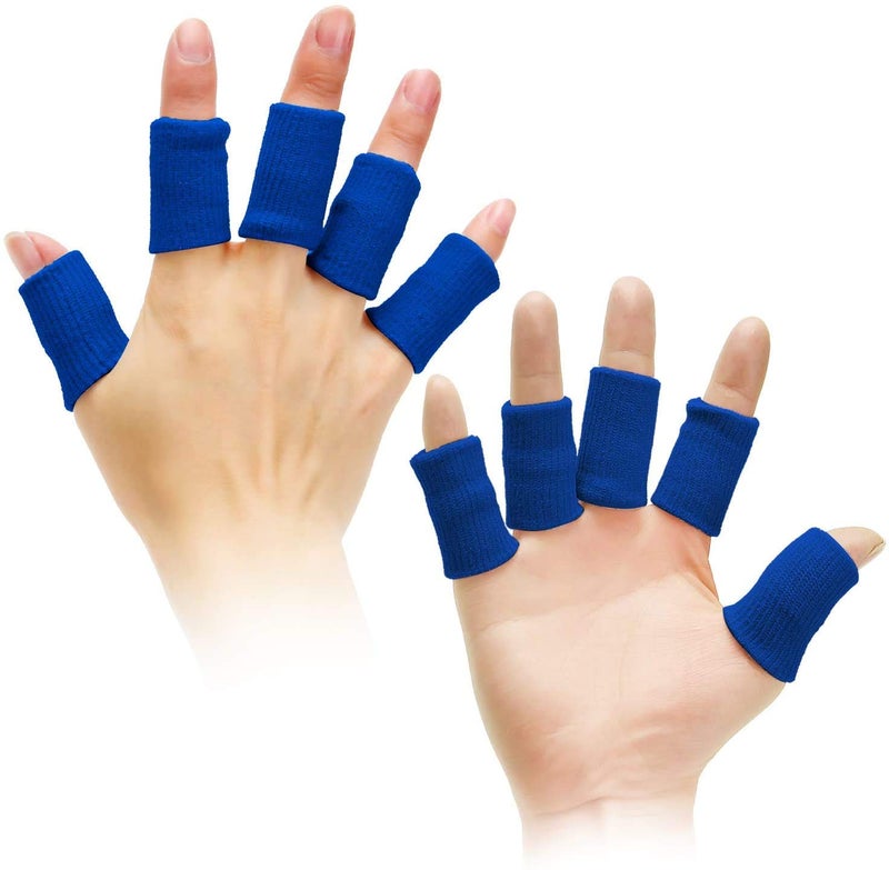 Cute critters 10pcs Finger Sleeves Protectors Thumb Brace Support Elastic Compression Protector for Relieving Pain, Arthritis,Trigger Finger, Sports (Blue) - Image 1