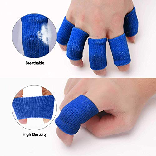 Cute critters 10pcs Finger Sleeves Protectors Thumb Brace Support Elastic Compression Protector for Relieving Pain, Arthritis,Trigger Finger, Sports (Blue) - Image 4