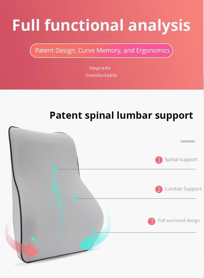 Car Seat Headrest Neck Pillow and Waist Pillow Set, Ergonomic Memory Foam Car Neck Pillow Lumbar Support Cushion, Adjustable Auto Neck Support Pillow for Neck Pain Relief, Anti-Static Fabric Memory Foam Car Interior Accessories for Driving, Travel, Office Chair - Image 4