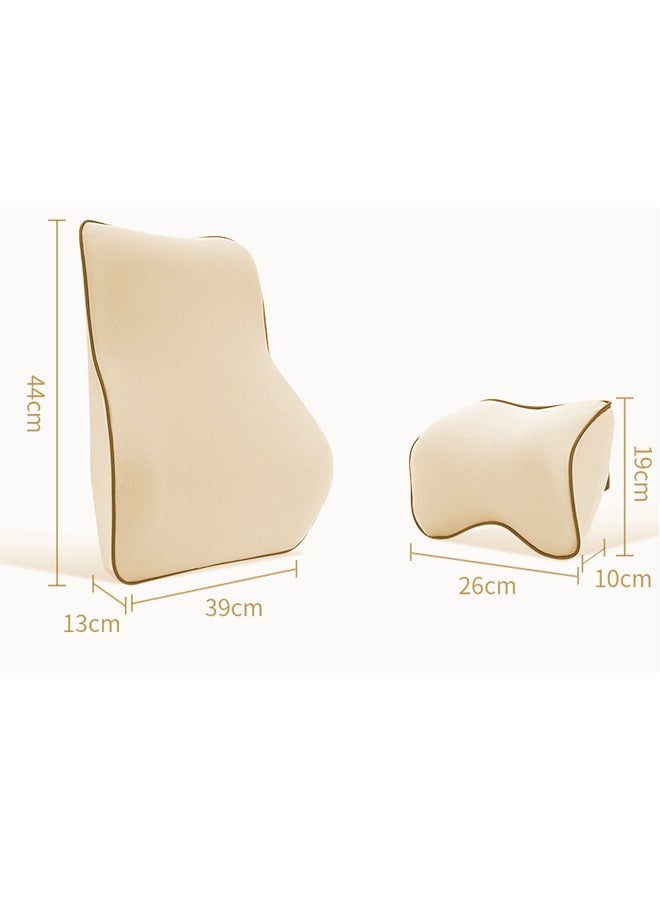 Car Seat Headrest Neck Pillow and Waist Pillow Set, Ergonomic Memory Foam Car Neck Pillow Lumbar Support Cushion, Adjustable Auto Neck Support Pillow for Neck Pain Relief, Anti-Static Fabric Memory Foam Car Interior Accessories for Driving, Travel, Office Chair - Image 2