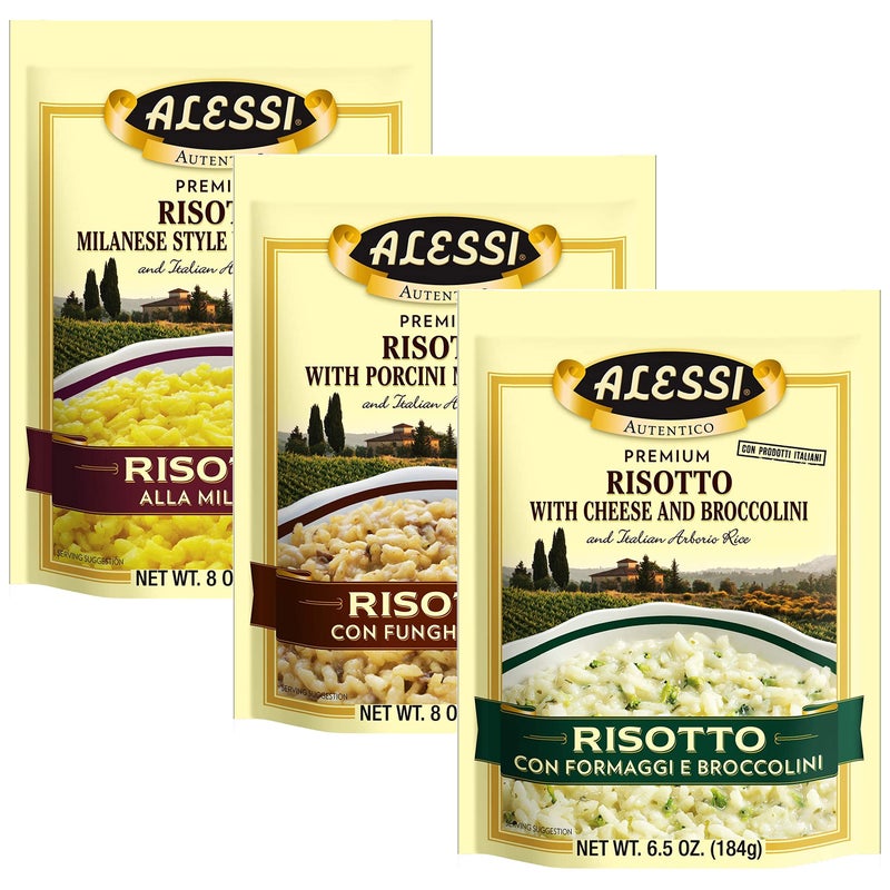 Alessi Autentico, Premium Seasoned Risotto, Italian Arborio Rice, Easy to Prepare, 8oz (Variety Pack, Pack of 3) - Image 1