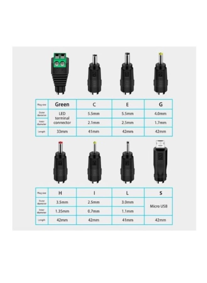 Terabyte Universal 30W AC/DC 3V 4.5V 5V 6V 7.5V 9V 12V Adapter Switching Power Supply Charger PSU with 8 Selectable Adaptor Tips for 3V-12V Household Electronics and LED Strip - 2000mA Max - Image 2