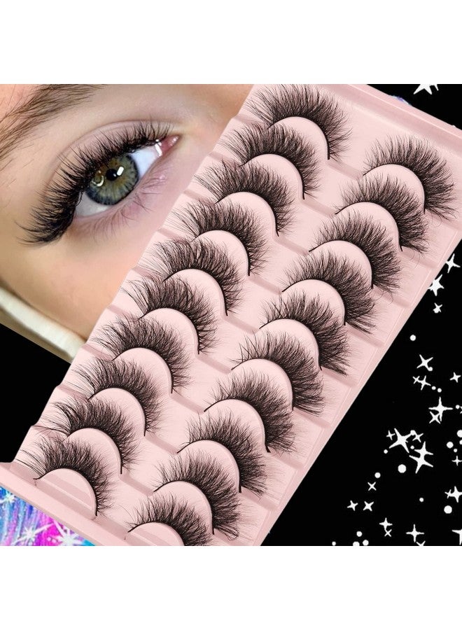 Geeneiya False Eyelashes Mink Lashes Natural Wispy Cat Eye Lashes Fluffy Pack 3D Strip Short Volume Fake Eyelashes 10 Pairs Fox Eye - Image 4