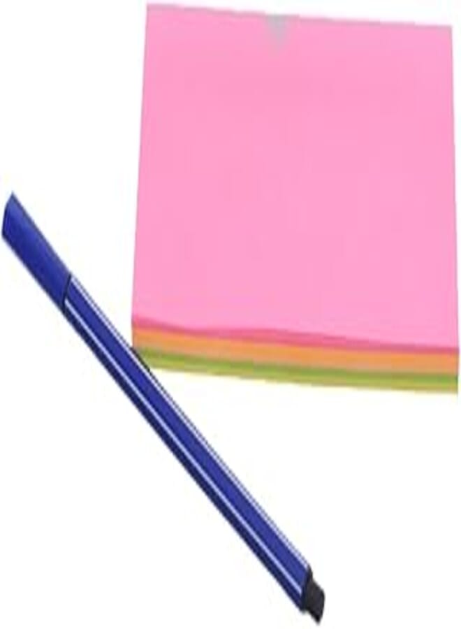 Xingli G - 5 High Quality Sticky Note 76 x 127 mm 100 Sheets With Blue ink Pen 0.38mm For Messages, Tasks and Notes - Multi Color