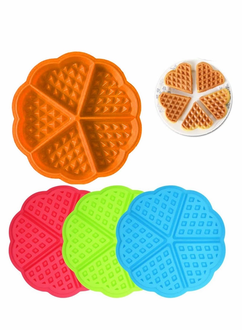 NIBEMINENT Waffle Mold, 4 Color Silicone Mould Reusable Nonstick Food Grade Mold Heart Shape Maker - Image 1