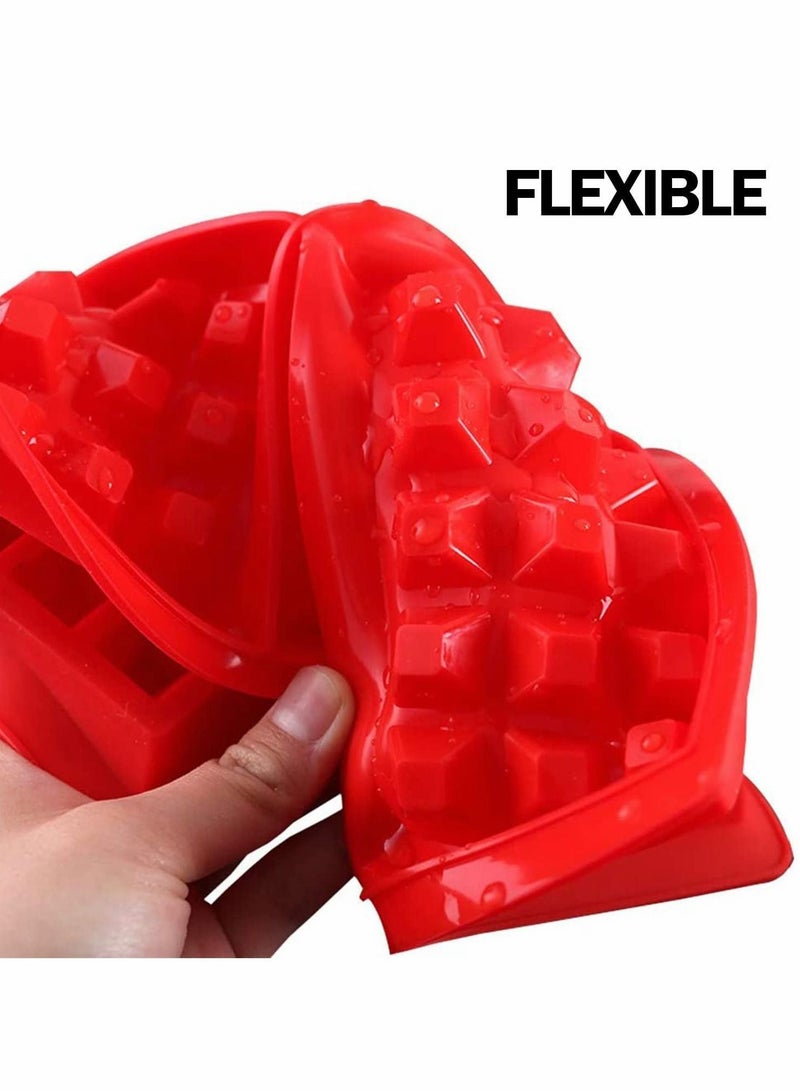 NIBEMINENT Waffle Mold, 4 Color Silicone Mould Reusable Nonstick Food Grade Mold Heart Shape Maker - Image 2