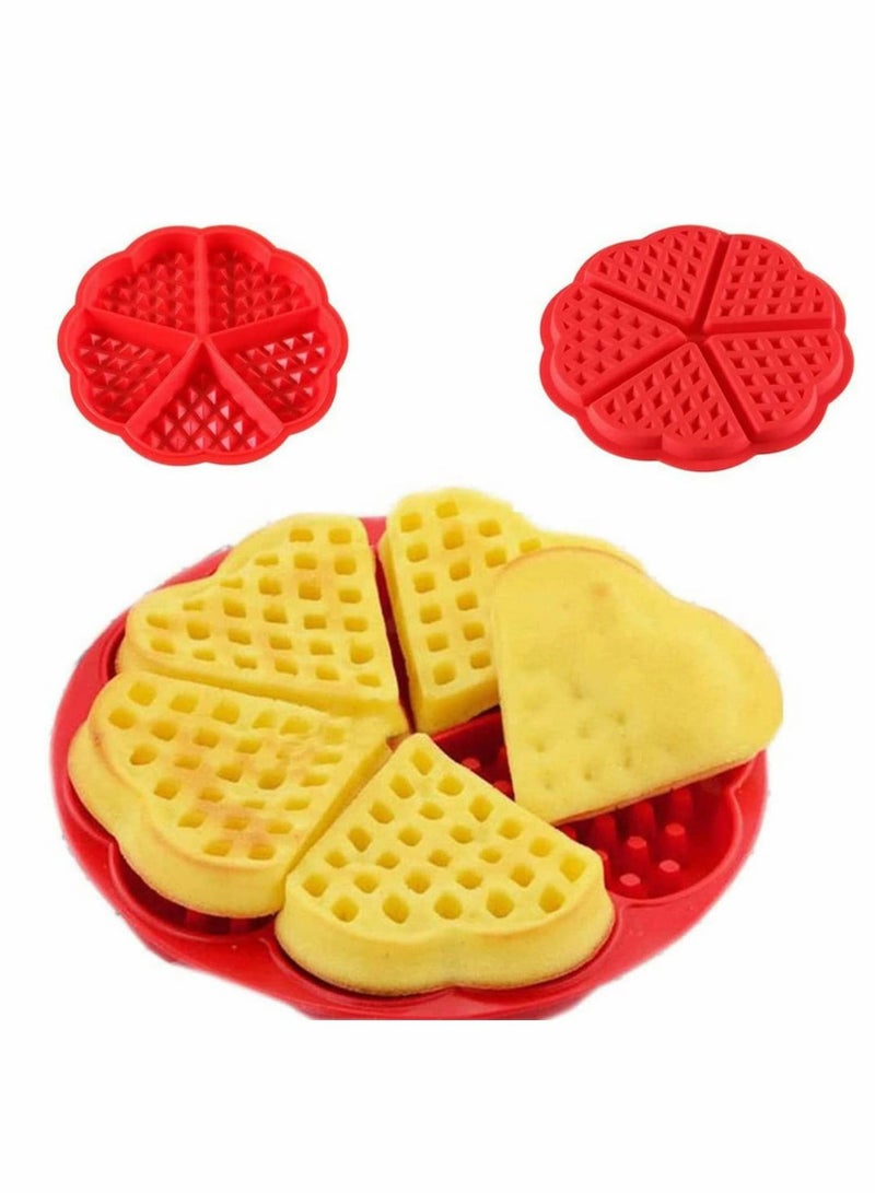 NIBEMINENT Waffle Mold, 4 Color Silicone Mould Reusable Nonstick Food Grade Mold Heart Shape Maker - Image 4