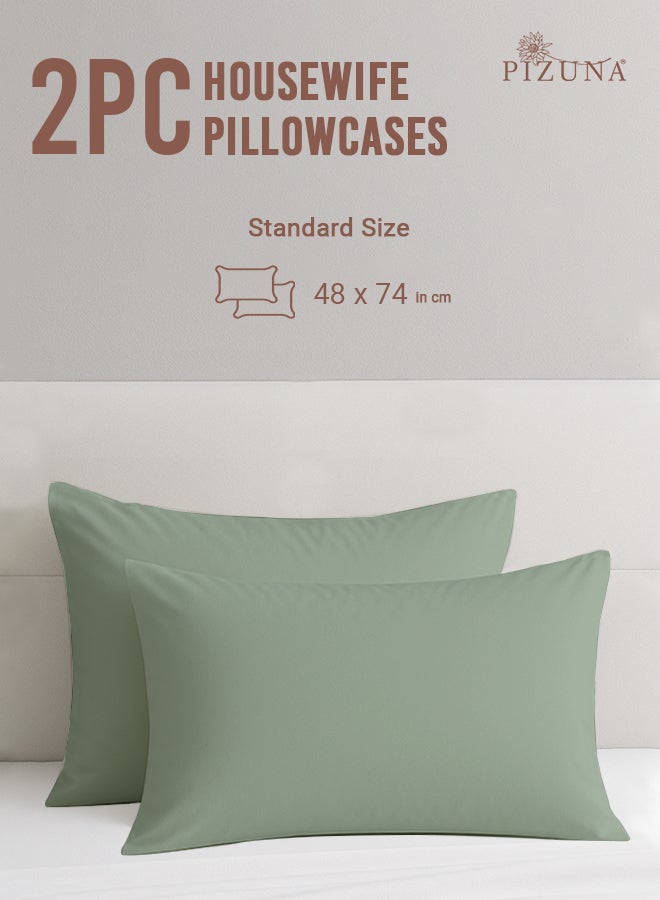 PIZUNA Pure 100% Cotton Pillow Case 48 x 74 cm Sea Foam, 400 Thread Count Soft Luxurious Long Staple Cotton Sateen Weave Pillow Cover (Cooling Pillowcase Sea Foam- 2 PC) - Image 3